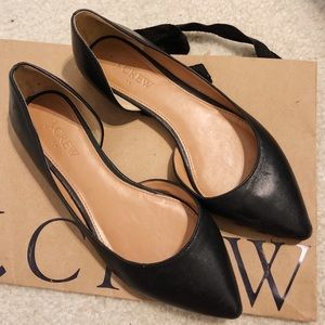 Jcrew black leather flats